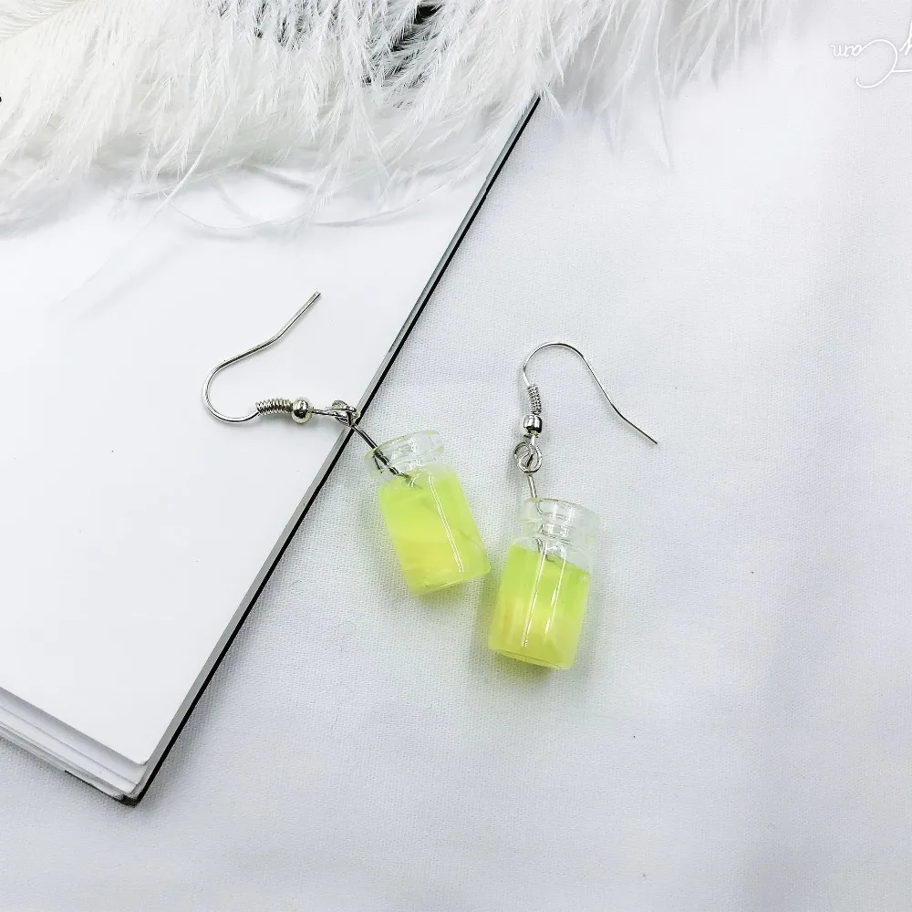 Creative Handmade Fruit Juice drop earrings for women Acrylic Strawberry lemon kiwi fruit orange cute Unique jewelry | Украшения и