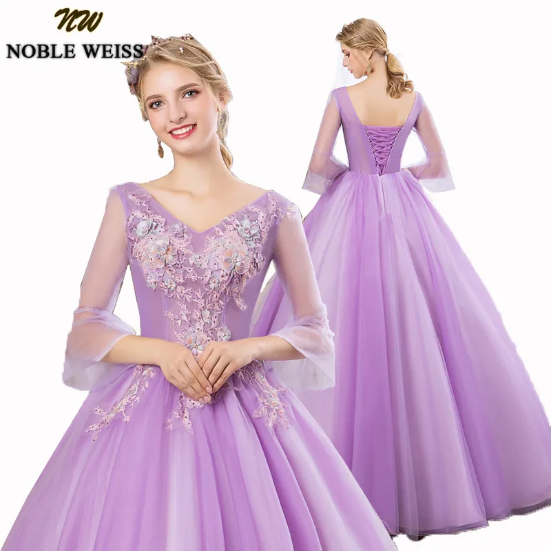 Благородный WEISS фиолетовое бальное платье Quinceanera платья 2019 новый элегантный v