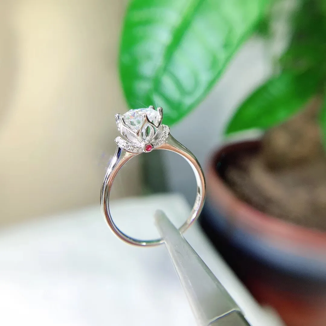 Kkmall магазин круглое серебряное кольцо Moissanite 1.00ct D VVS роскошное свадебное кольцо Moissanite для женщин