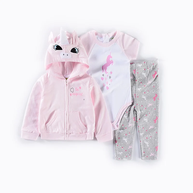 3 предмета детский хлопковый костюм с коротким рукавом и принтом