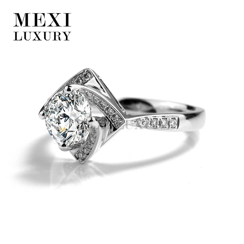 18 К белого золота Moissanites кольцо 1.0CT DEF Цвет Обручение с бриллиантами свадебные