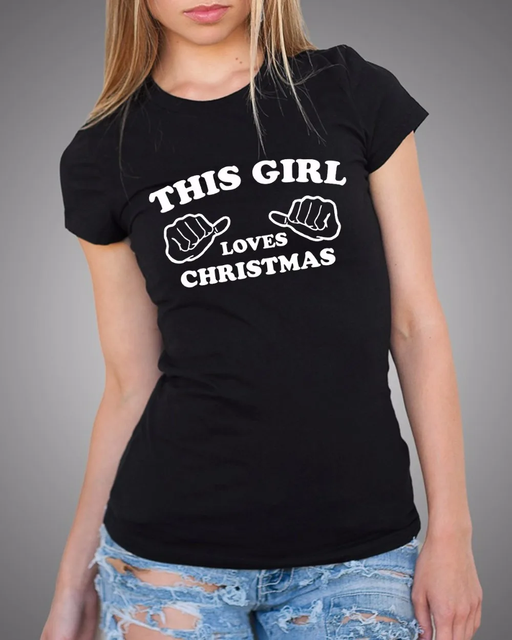 

This Girl Loves Christmas T Shirt Christmas Ladies Tee Xmas Woman slogan graphic funny grunge tumblr gift girl aesthetic art Top