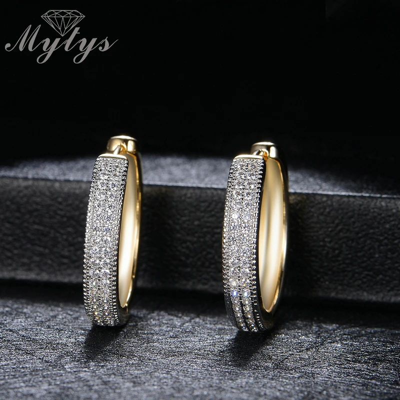 Женские маленькие серьги-кольца Mytys круглые серьги с инкрустацией стразами
