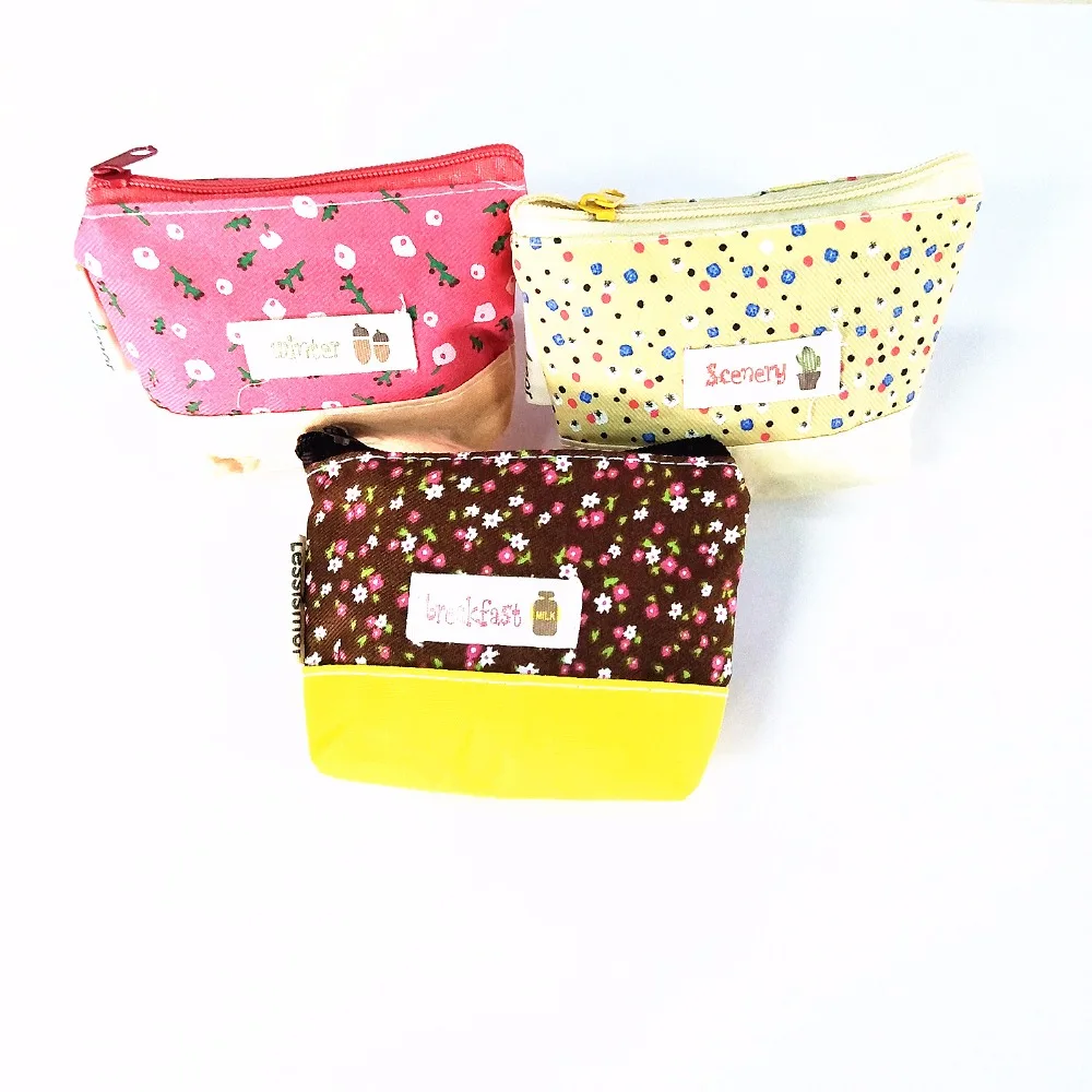 M077 Cute Cartoon Small Fresh Flowers Fabric Coin Purse Wallet Card Bag Girl Women Student Gift Wholesale | Багаж и сумки