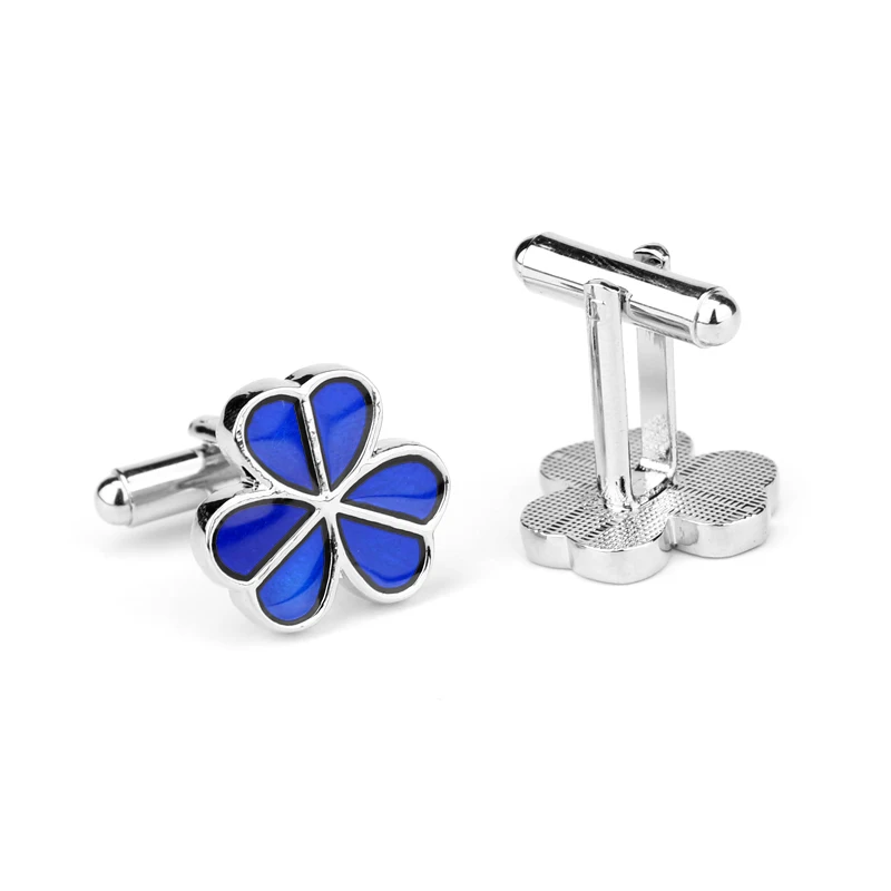 Высокое качество голубой эмалью сердце клевер рубашка бренд манжеты кнопки для