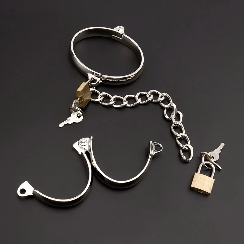 Хит продаж браслет из нержавеющей стали SM манжеты для бондажа с замком и цепочкой