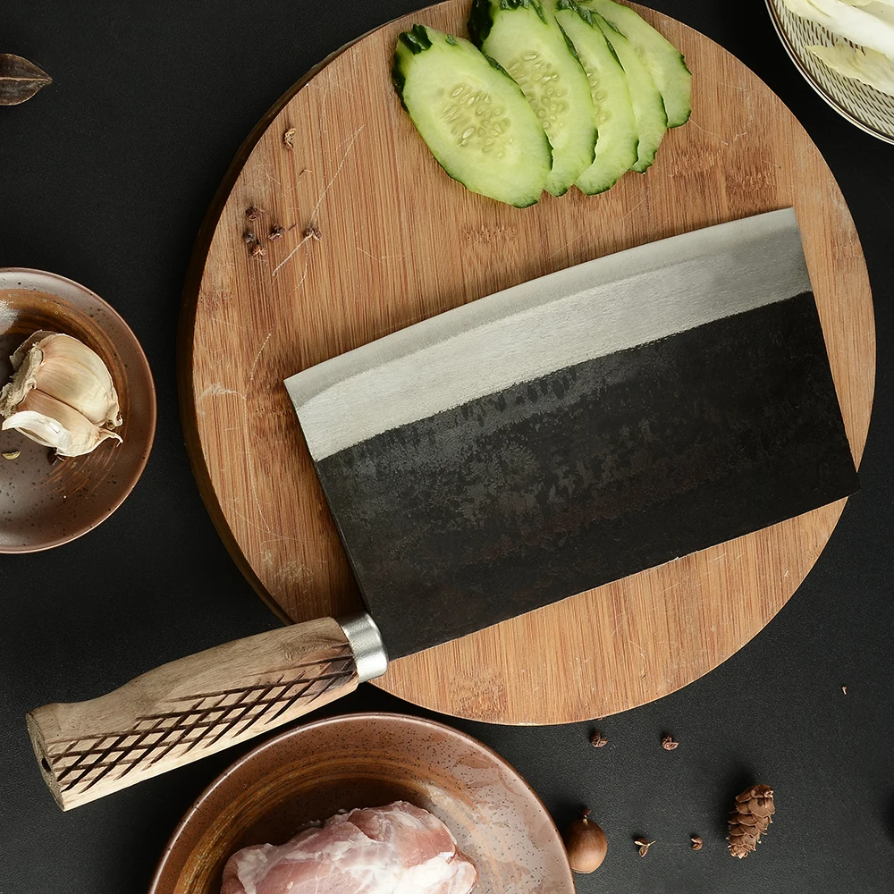 8 дюймов рубящий нож крючок из углеродистой стали лезвие деревянная ручка ручной