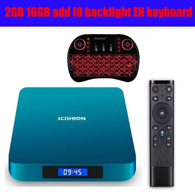 SCISHION AI ONE Android 8,1 Smart tv Box с голосовым управлением 2G 16G 4 GB 32 GB Rockchip 3328 WiFi комплект верхней коробки комплект bluetooth верхняя коробка - Цвет: 2GB 16GB add i8 EN