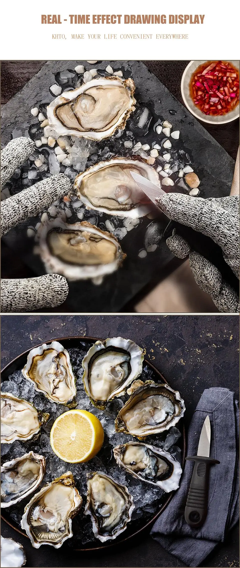 KHTO Oyster Shucker набор инструментов для открывания Oyster Shucking нож и уровень 5 Защита порезостойкие перчатки набор