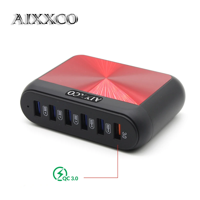 

[6 портов] AIXXCO 6A QC3.0 Быстрая зарядка 3,0 USB зарядное устройство для Xiaomi для LG G5 адаптер для быстрой зарядки телефона ЕС США