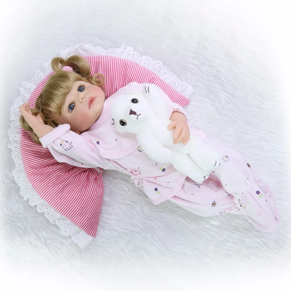 

55cm Full silicone vinyl body reborn baby doll boneca bebes reborn realista menina toddler dolls kids gift doll reborn