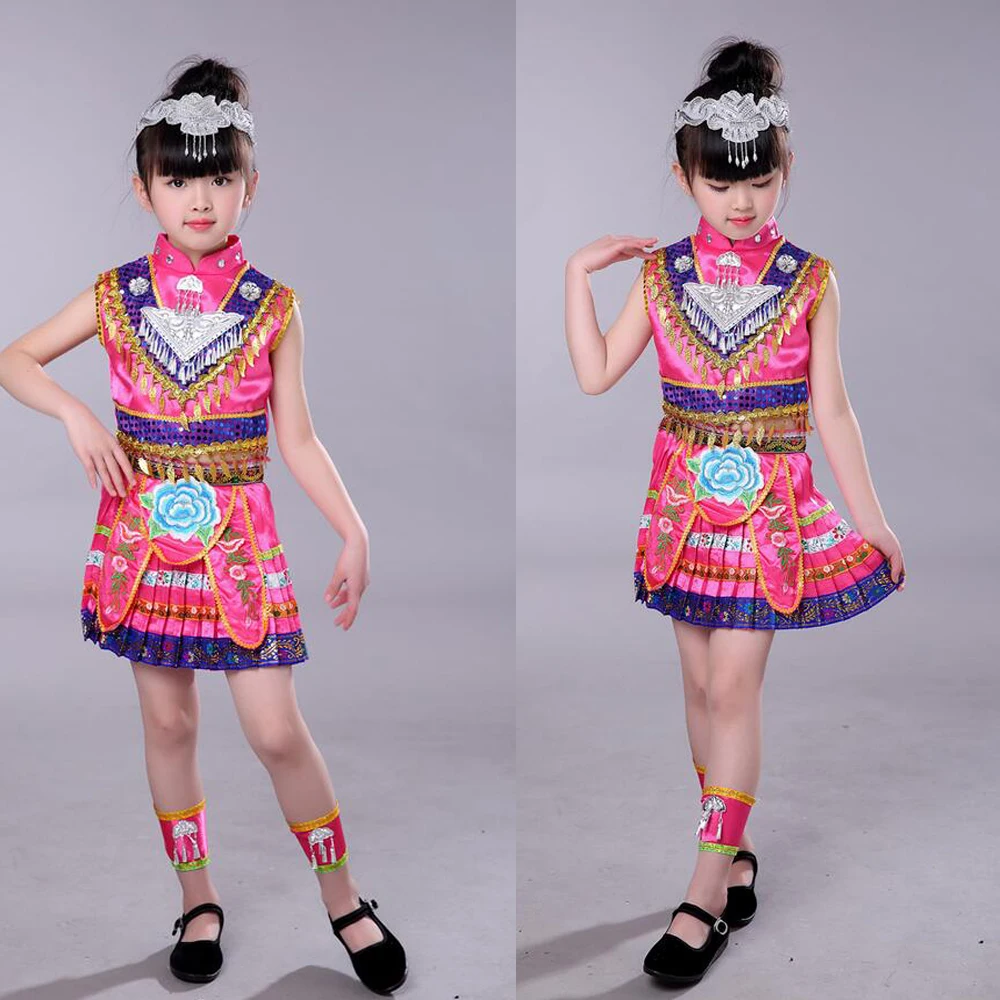 Hmong/китайские национальные танцевальные костюмы для девочек детская Одежда
