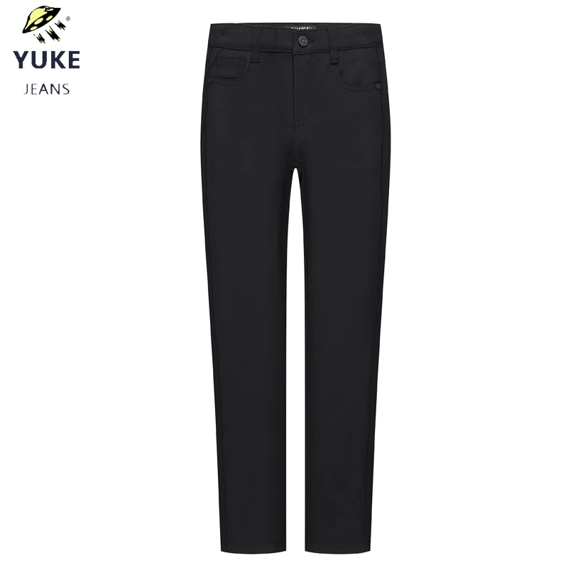 YUKE New Style Boy Student Pants Fit Elastic Casual Children's 7-12 Age Plus Thick Velvet M13656A |