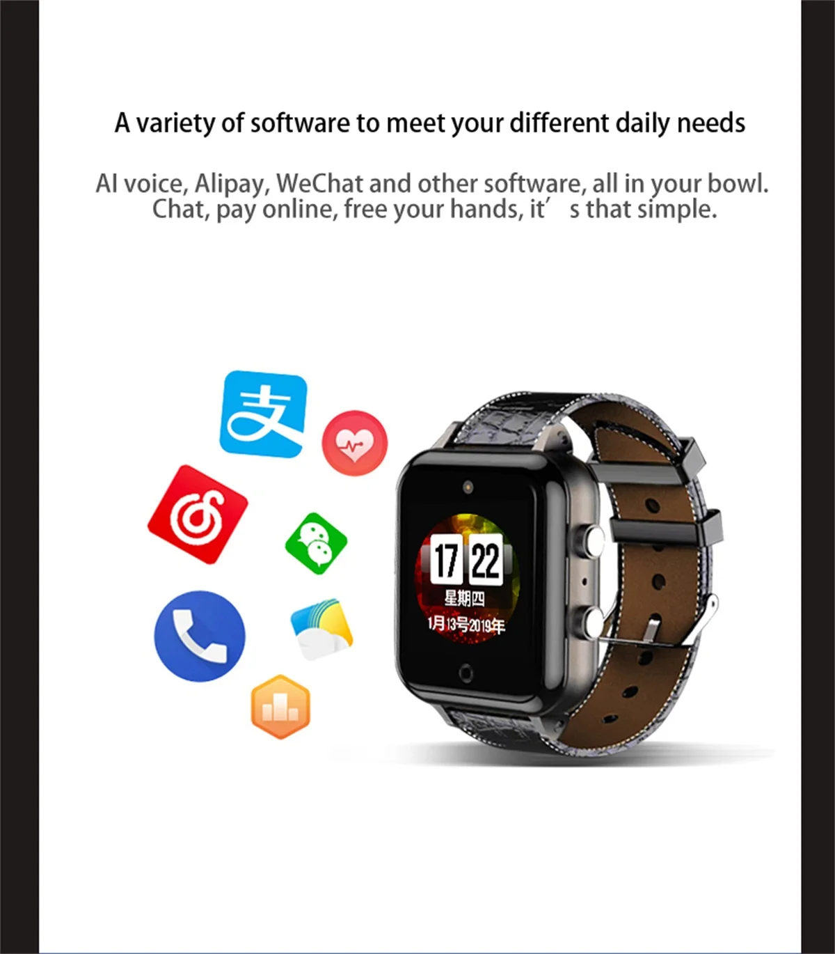 696 M5 4G Smart Watch Waterproof 1+16GB SIM Network Bluetooth Sports Watch Heart Rate Monitor Fitness Tracker Smartwatch 1.54''