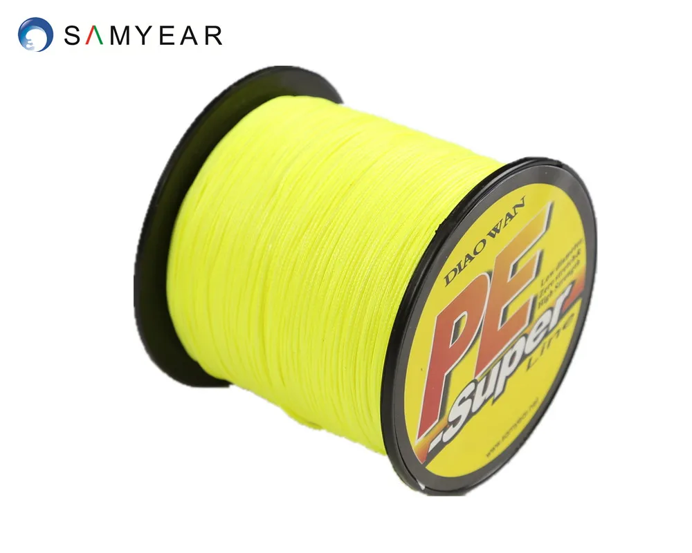 fluo yellow Промо-акция! 4 нити 300 м 10-100LB PE плетеная леска супер сильная многоволоконная леска много цвета на выбор-DIAOWAN - Цвет: fluo yellow