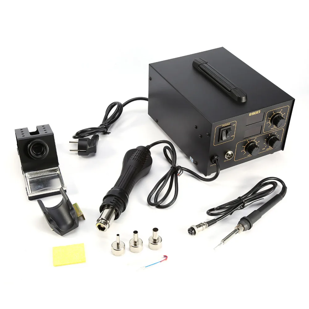 220V 60W 998D SMD паяльная станция паяльник пистолет горячего воздуха насадки для