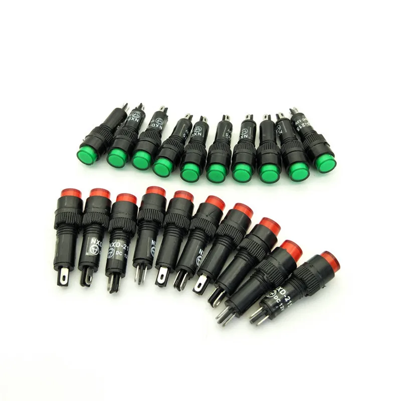 10 шт. 12 В постоянного тока 8 мм панель крепление красный зеленый неоновый