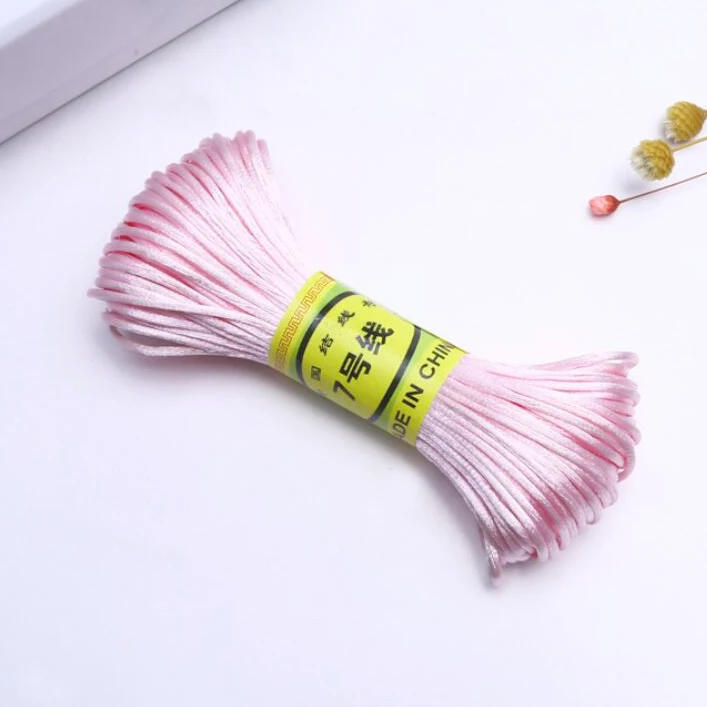 Light pink 20m Аксессуары для детских прорезывателей, 20 м, прорезыватель, ожерелье, шнур, сделай сам, для ювелирных изделий, подвески, ожерелье, кулон, инструмент, 1,5 мм, ручная вязка, шнуры, Шелковый Канат - Цвет: Light pink 20m