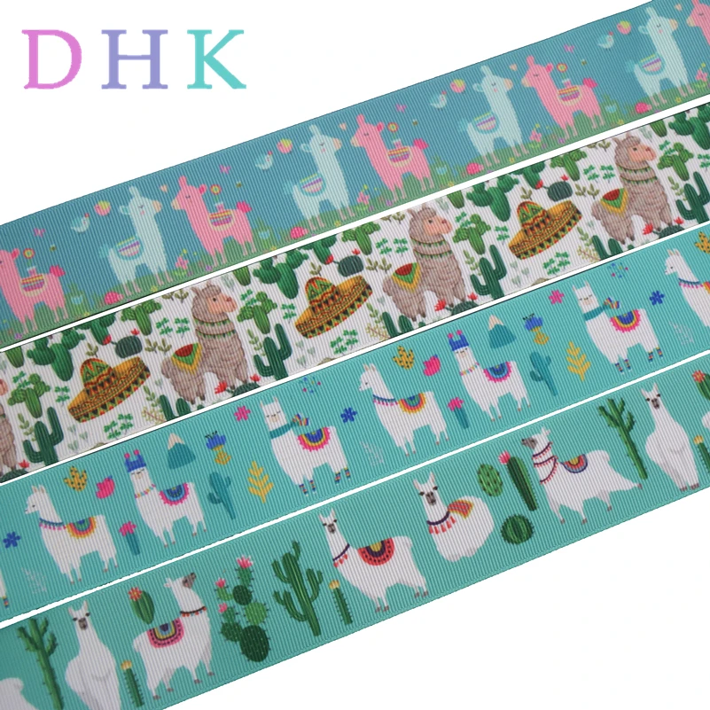 

DUWES 1.5'' 50yards Alpaca cactus mexico printed grosgrain Ribbon Accessory hairbow headwear decoration DIY Wholesale 38mm D996