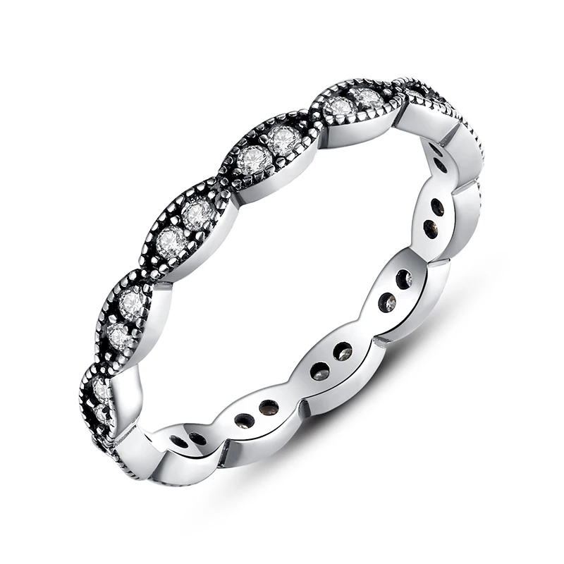 Stackable Ring ZMZY из 100% серебра 925 пробы с прозрачным кубическим цирконием совместимо