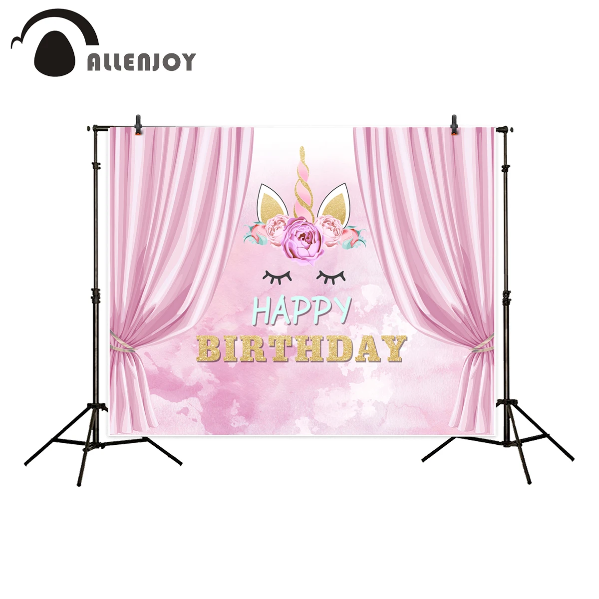 Allenjoy Единорог фотография фон цветок розовый занавес День Рождения Вечеринка декорация Фотостудия|Фон для