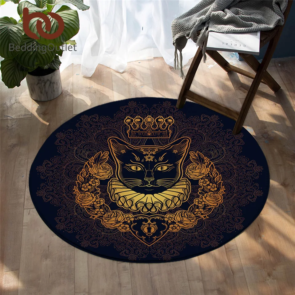 Напольный коврик BeddingOutlet с изображением кота и королевы круглый ковер