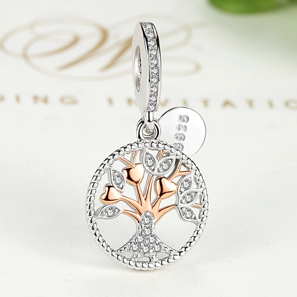 Шарм подвеска из серебра 925 пробы с кристаллами|charmed family tree|charms familysilver beads |