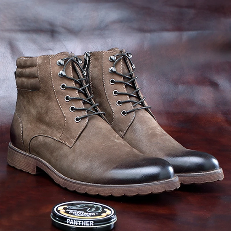 Мужские Винтажные ботильоны ручной работы на платформе с круглым носком из