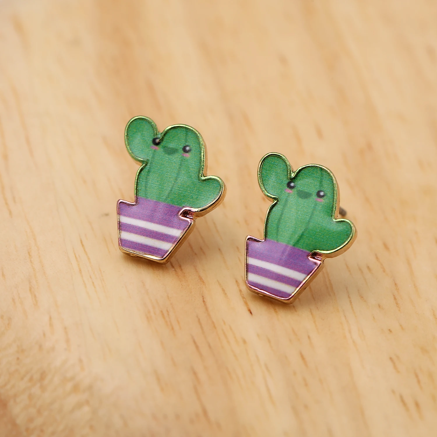 Smjel/новый модный мини серьги с эмалированными кактусами гвоздики в форме