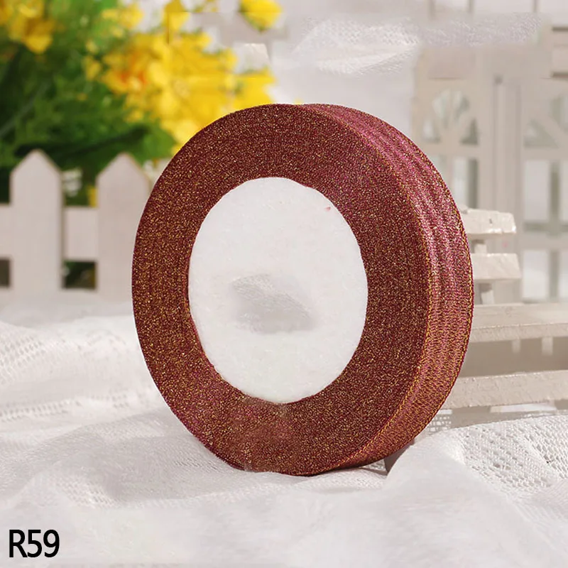 R59 25 ярдов 22 м 1 ''ручной работы Серебристые Металлические блестящие ленты для рукоделия швейная ткань для рождественской вечеринки свадебные принадлежности подарочная упаковка - Цвет: R59