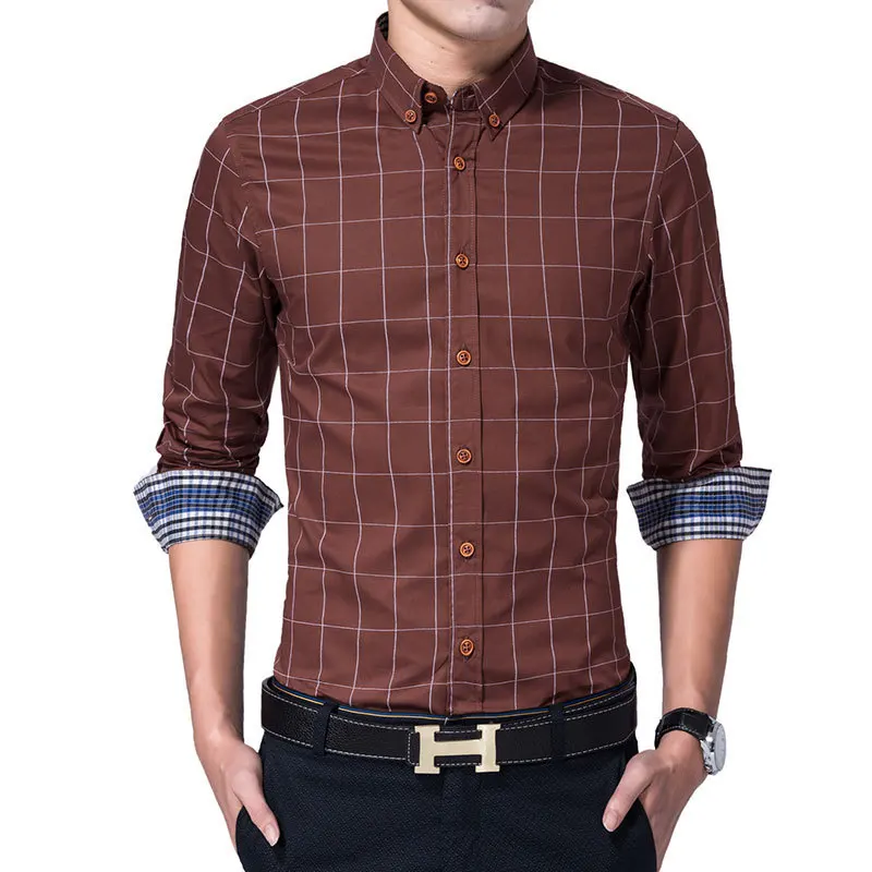 Plaid Men Clothes Shirt Long Sleeve Streetwear Beach Hawaiian Casual Slim Fit High Quality Summer Mens Dress Male Shirts | Мужская