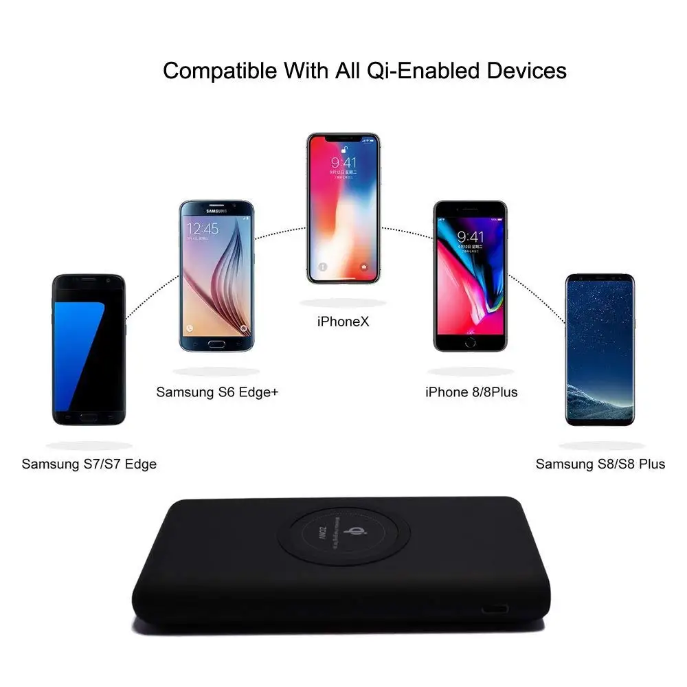 Беспроводное зарядное устройство A.S 10000 мАч для iPhone XS Max XR X samsung S9 S8 беспроводное Qi |