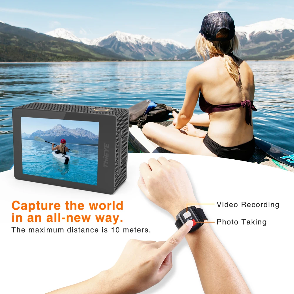 Экшн-камера ThiEYE i60+ 4K WiFi с дистанционным управлением и креплением на свободную степень вращения, Ультра HD камера для езды на велосипеде и дайвинга