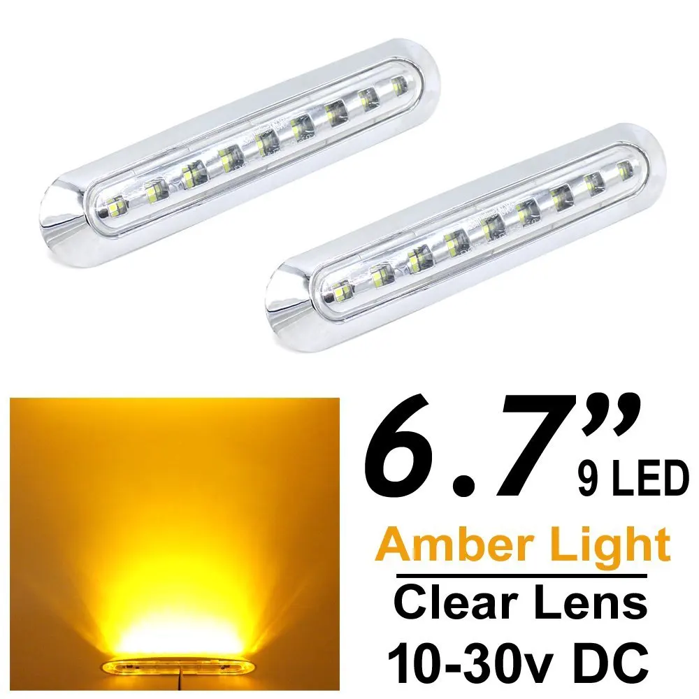 2 шт. прозрачные линзы янтарсветильник 9 SMD LED + хромированные кольца Боковой