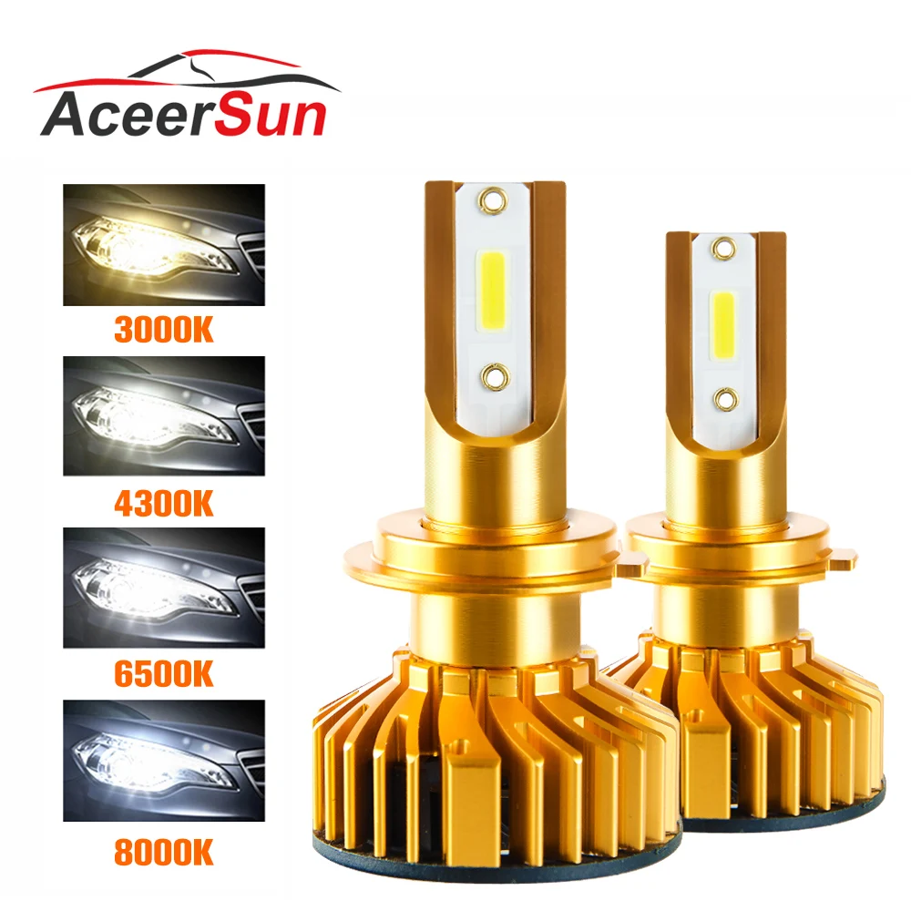 Aceersun мини Canbus H7 светодиодный H4 фар автомобиля DOB 10000LM 3000K 4300K 6500K 8000K 12V 72W фары для