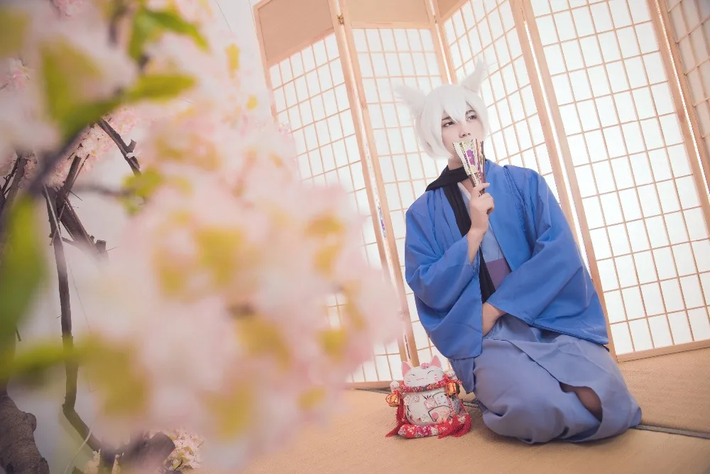 

Rolecos Kamisama Love Kamisama Kiss Tomoe Cosplay Costume Men Blue Bathrobe Kimono Tomoe Kimono