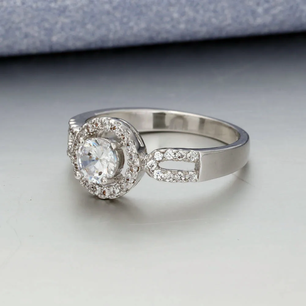 FINDYOU классическое модное свадебное кольцо сверкающее круглое с фианитом кольца