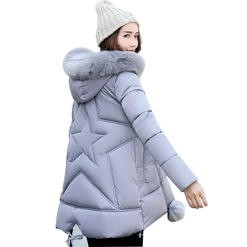 Новые зимние Куртки 2017 Женская куртка парка женщина mediumlong Мех пальто с капюшоном