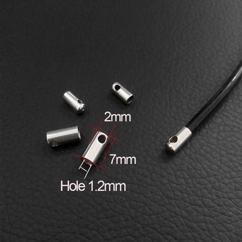 1.2mm 50 шт. концевые колпачки из нержавеющей стали с застежка с отверстием кожаной веревки застежка подходит для браслета и ожерелья разъем для DIY изготовления ювелирных изделий - Цвет: 1.2mm