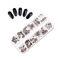 black metal matte rivet studs 3d nail decorations star rectangle square tips manicure nail art decorations