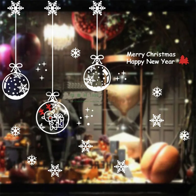 Новое поступление съемные рождественские снежные снежинки стикеры на стену