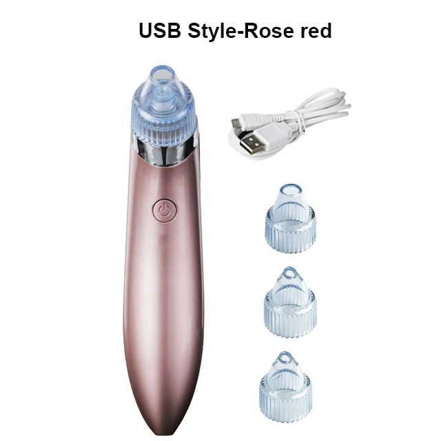 USB rose red Удаление угрей вакуумный очиститель пор Электрический очищение от акне отшелушивающая очистка Comedo вакуумный очиститель пор Прямая поставка - Цвет: USB rose red