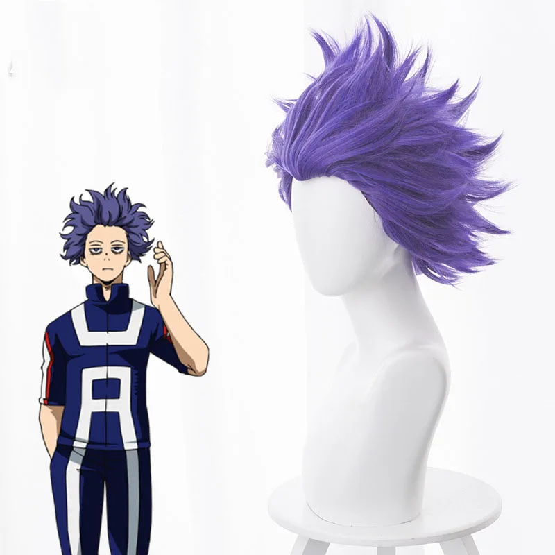 My Hero academic Boku no Shinsou Hitoshi парик для мужчин и женщин короткие фиолетовые волосы