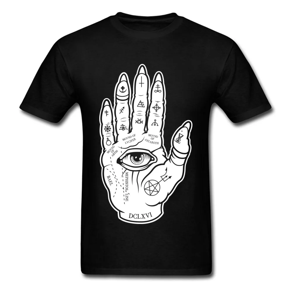 Футболка с надписью Palmistry Hand принтом Mystery Man топы изображением глаз черная