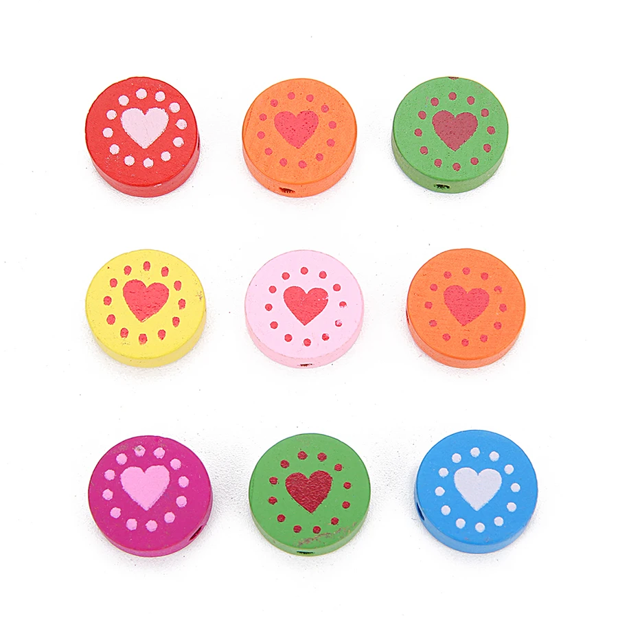 SAUVOO 50pcs Mixed Colors Natural Wooden Beads 16mm Painted Loose Spacer for Kid Bead DIY Jewelry Making Findings | Украшения и