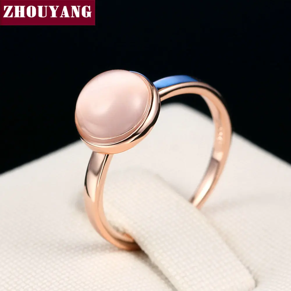 Кольцо ZHOUYANG для женщин Дамский стиль лаконичный полудрагоценный камень кошачий