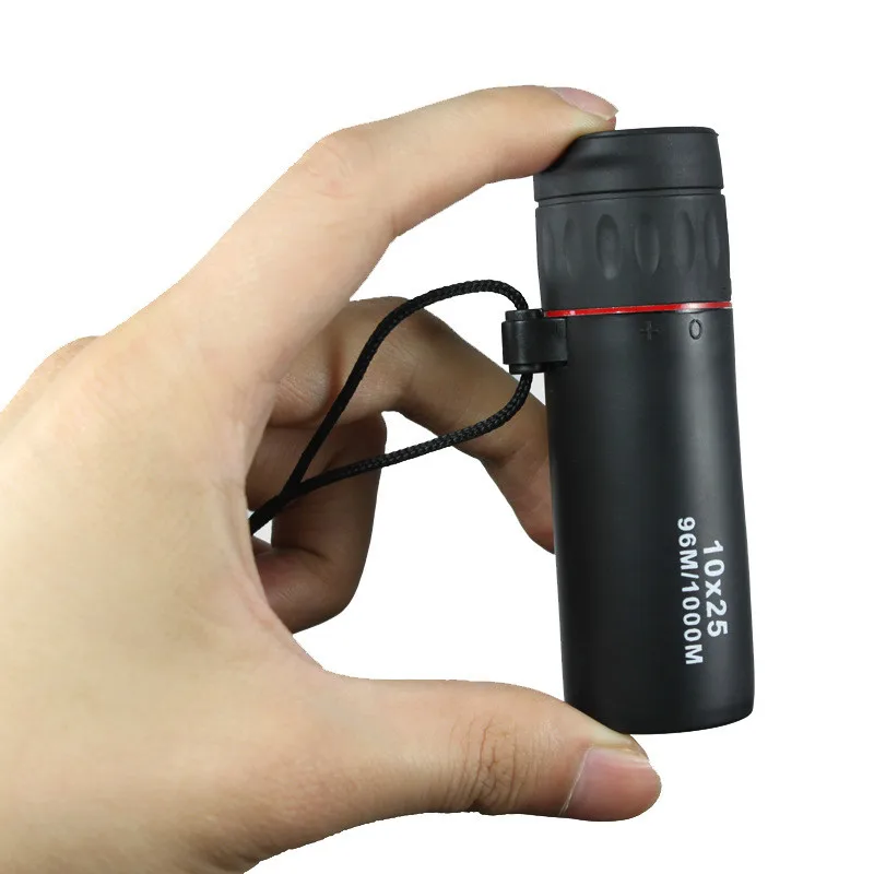 Mini 10X25 portable monocular Telescope shockproof monoculars telescope Focus Green Film Binoculo Optical Hunting Scope - Цвет: only telescope
