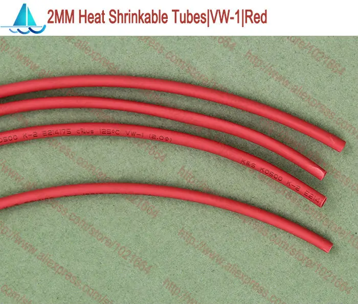 20 м/лот 2 мм красные термоусадочные трубки изоляционные | Электронные компоненты