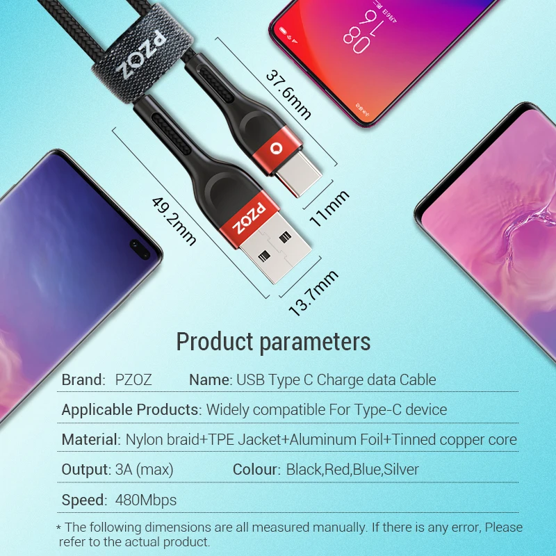 PZOZ USB type c кабель для samsung S10 S9 xiaomi mi 9 8 redmi note 7 k20 Зарядное устройство мобильного