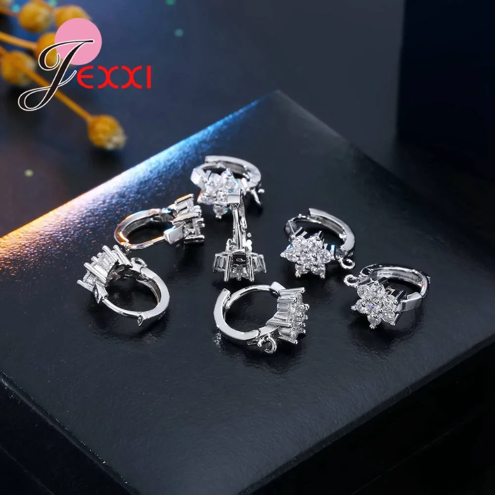 Женские серьги из серебра 925 пробы с фианитом|Ювелирная фурнитура и компоненты| |